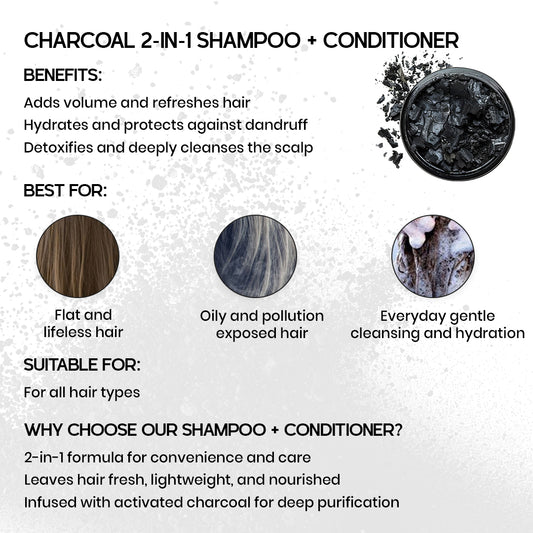 Charcoal 2 in 1 Shampoo + Conditioner 200ml