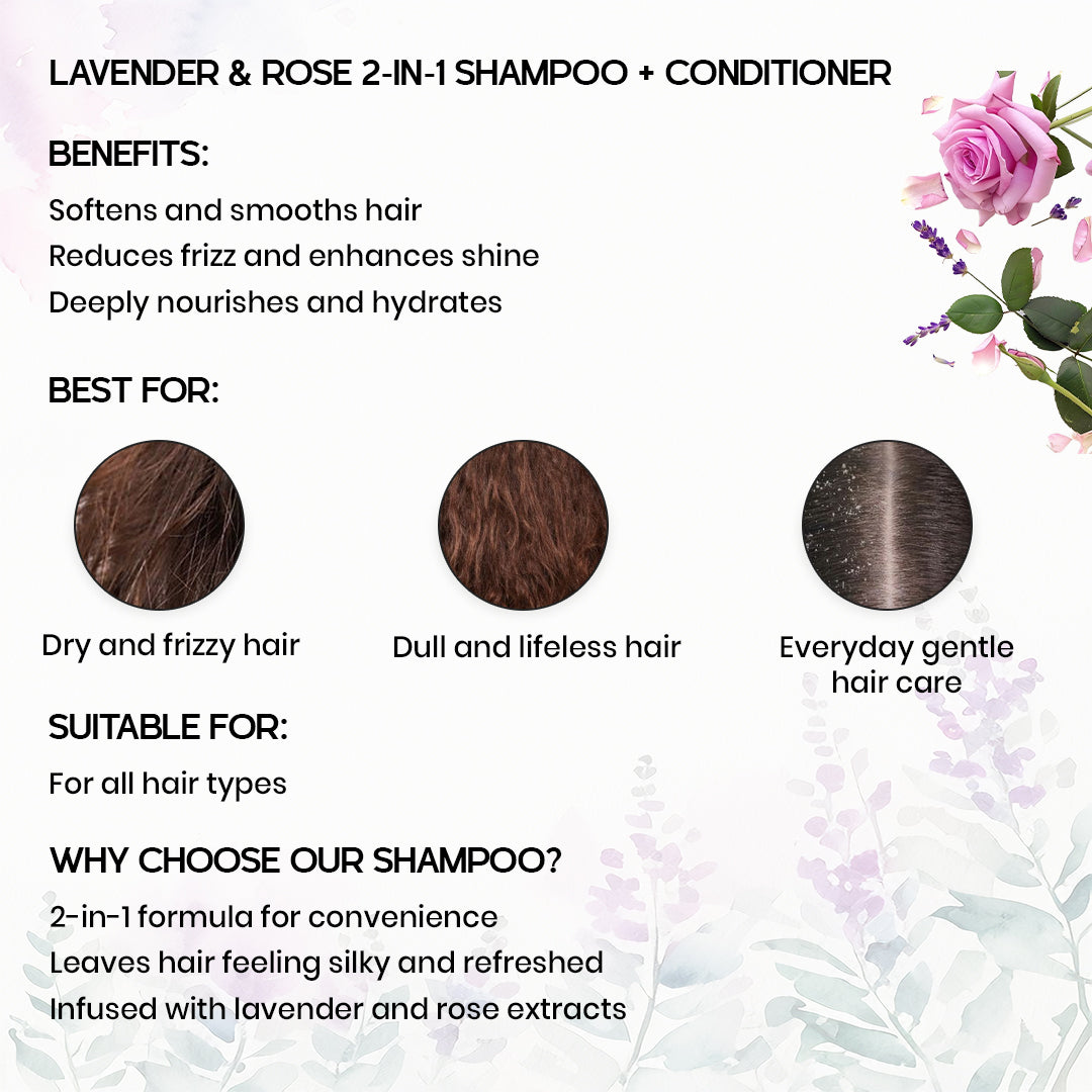 Lavender & Rose 2 in 1 Shampoo + Conditioner 200ml
